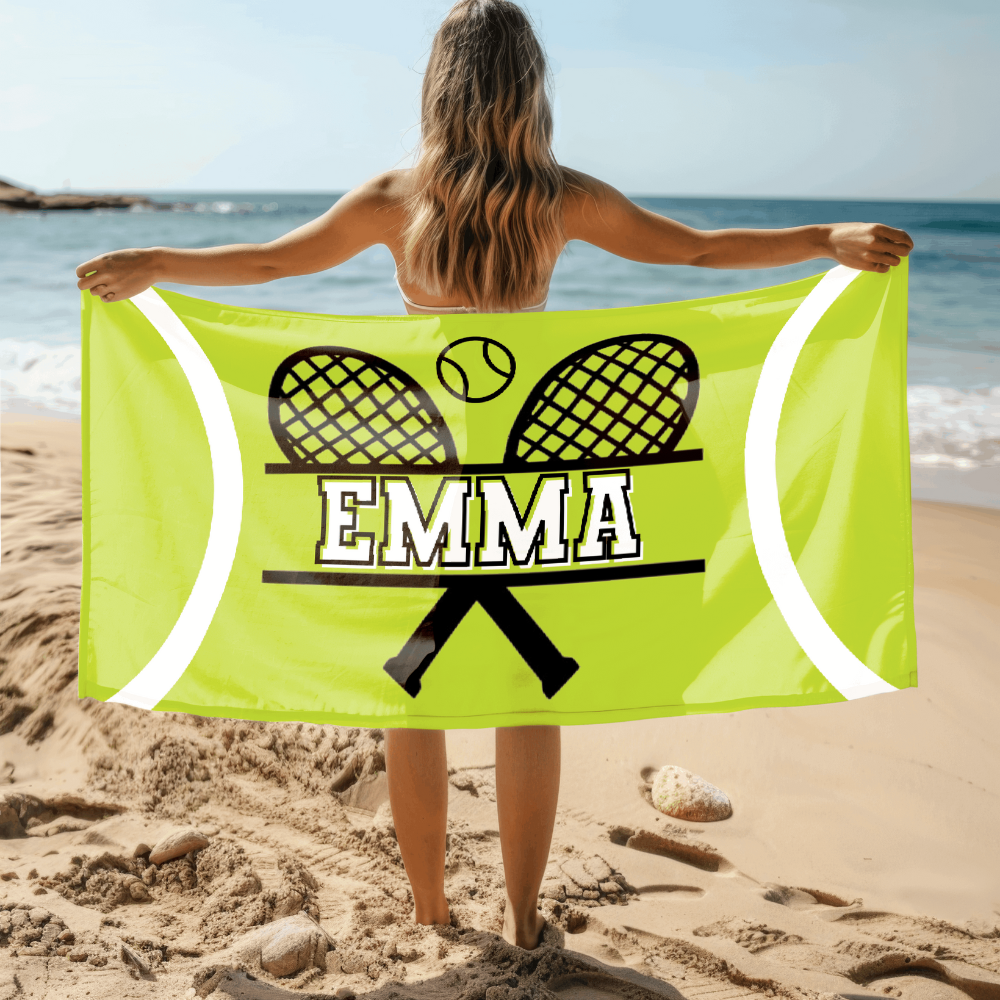 Personalized Tennis Player Beach Towel