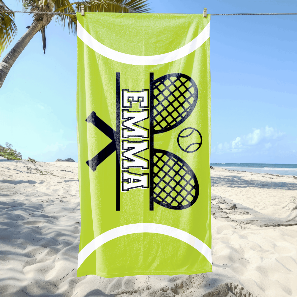 Personalized Tennis Player Beach Towel