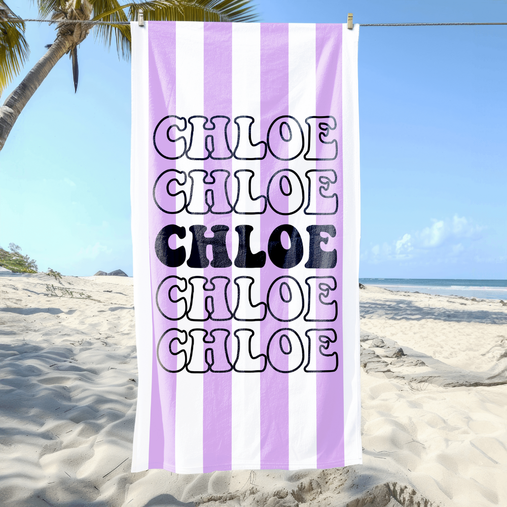 Custom Bride Mrs. striped Beach Towel