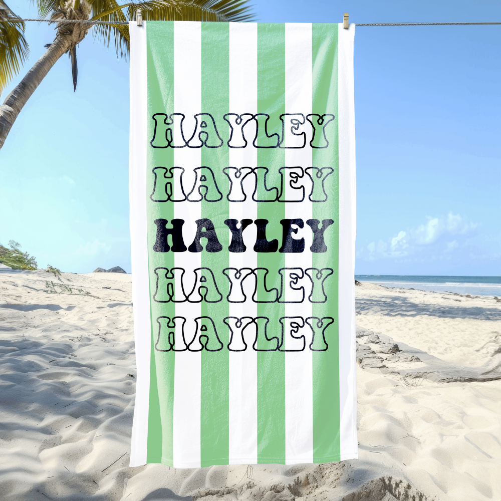 Custom Bride Mrs. striped Beach Towel