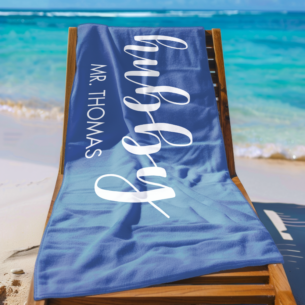 Custom hubby and wifey Couples Beach Towel