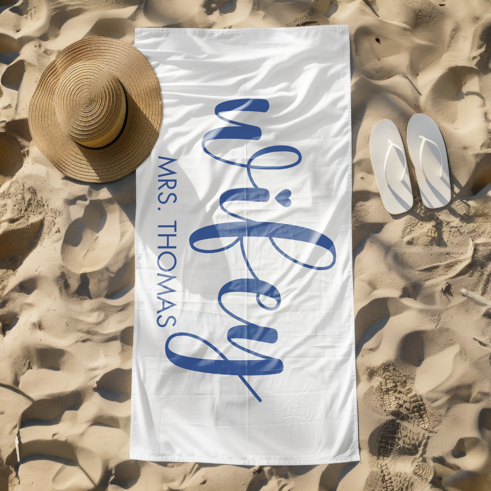 Custom hubby and wifey Couples Beach Towel