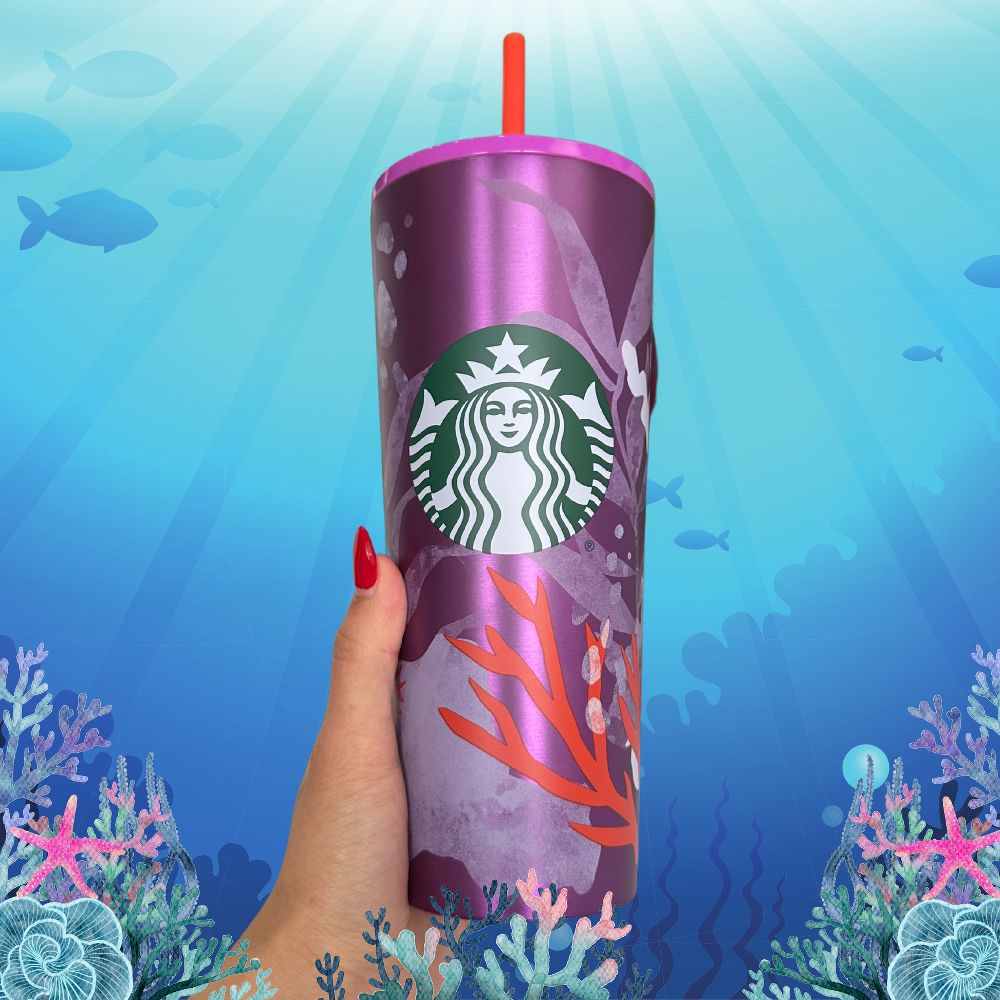 Purple coral Stainless Steel 24 oz Tumbler