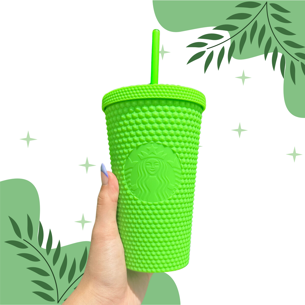 Starbucks neon green grande studded tumbler