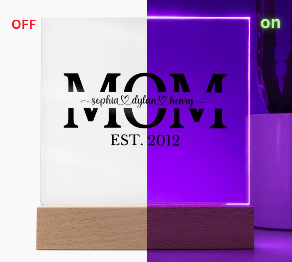 Custom Mom Acrylic Plaque with LED Color-Changing Base