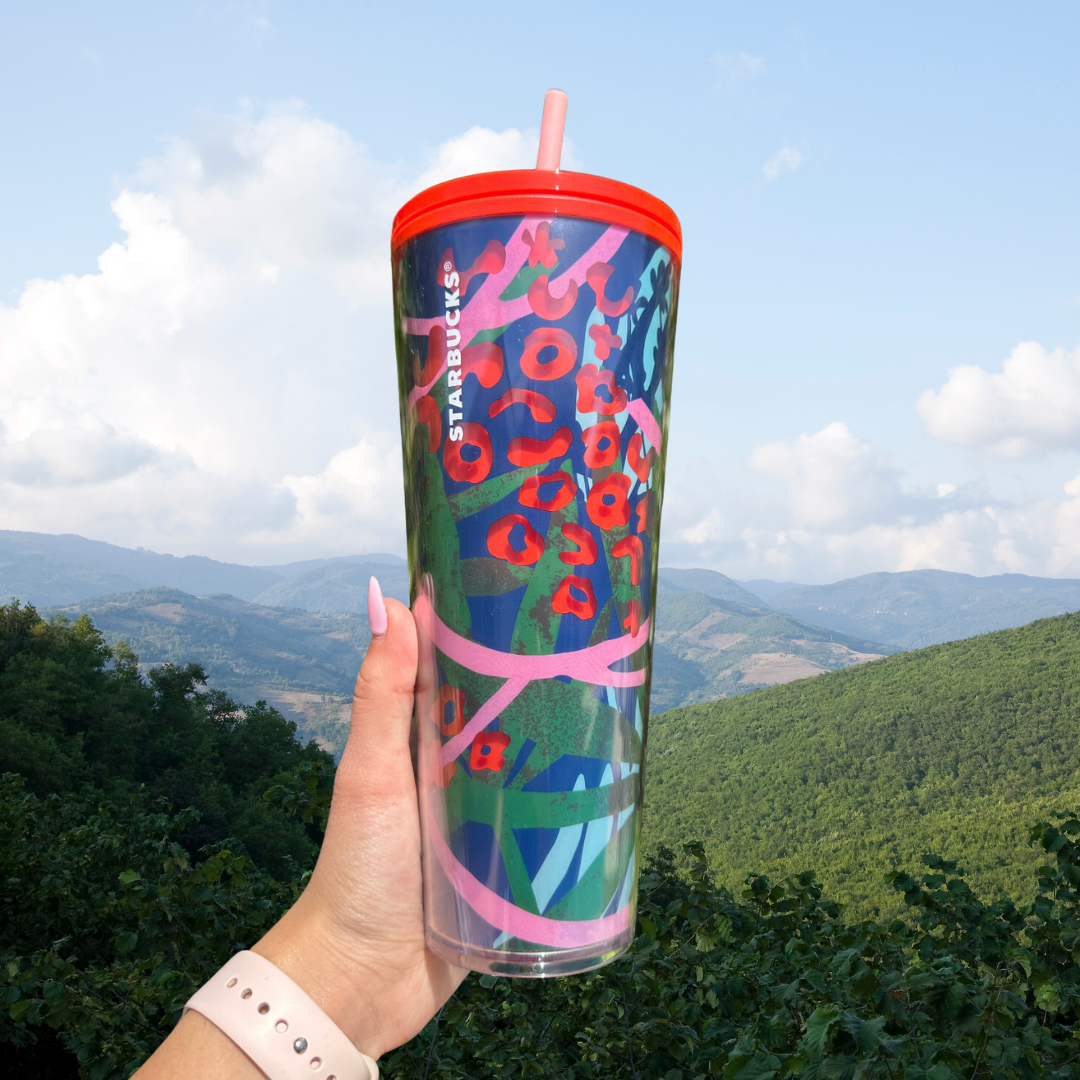 Starbucks 2021 Blue Jungle Pink Leopard Tumbler