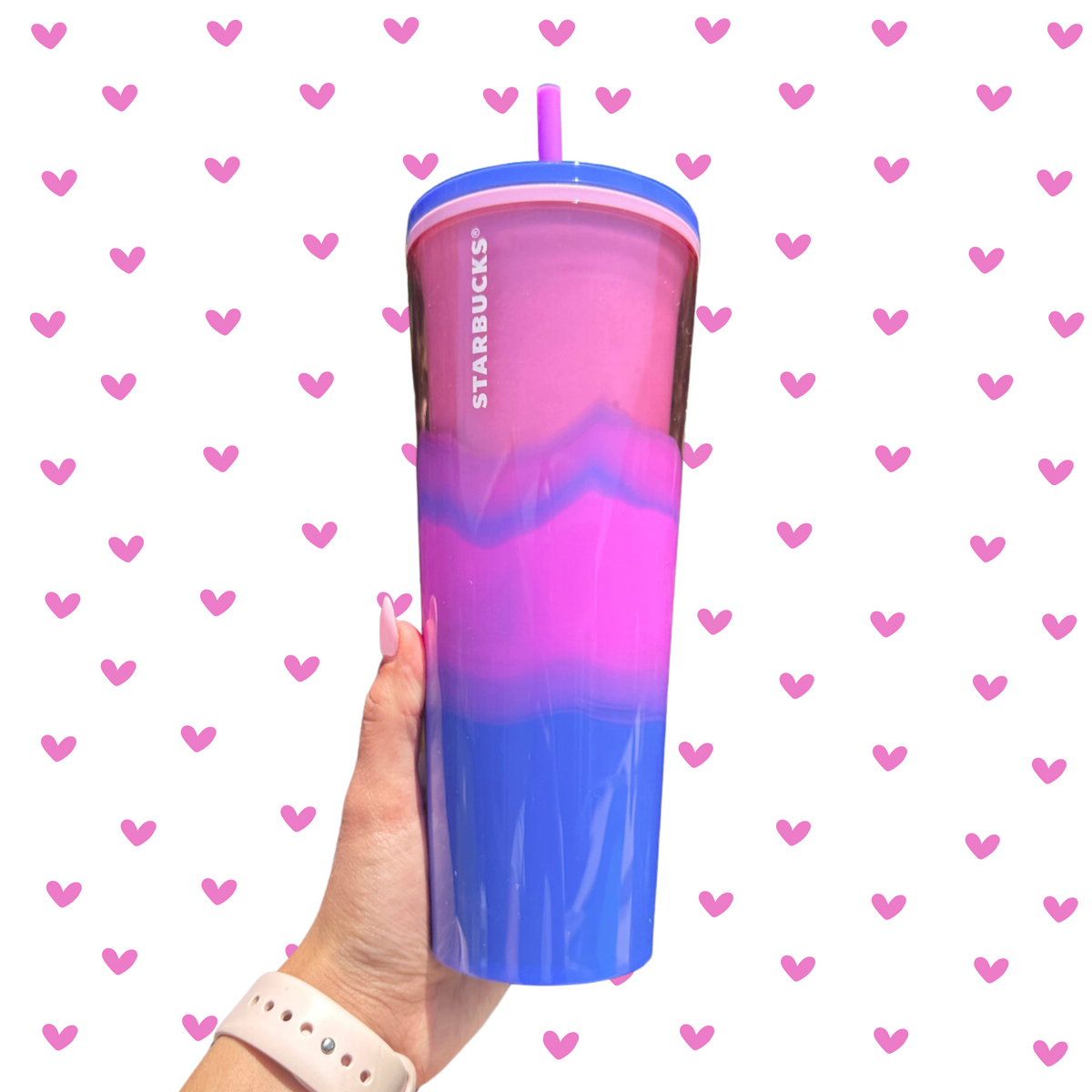 Starbucks pink purple ombre wave  tumbler