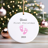 Baby Girl First Christmas Ceramic Ornament