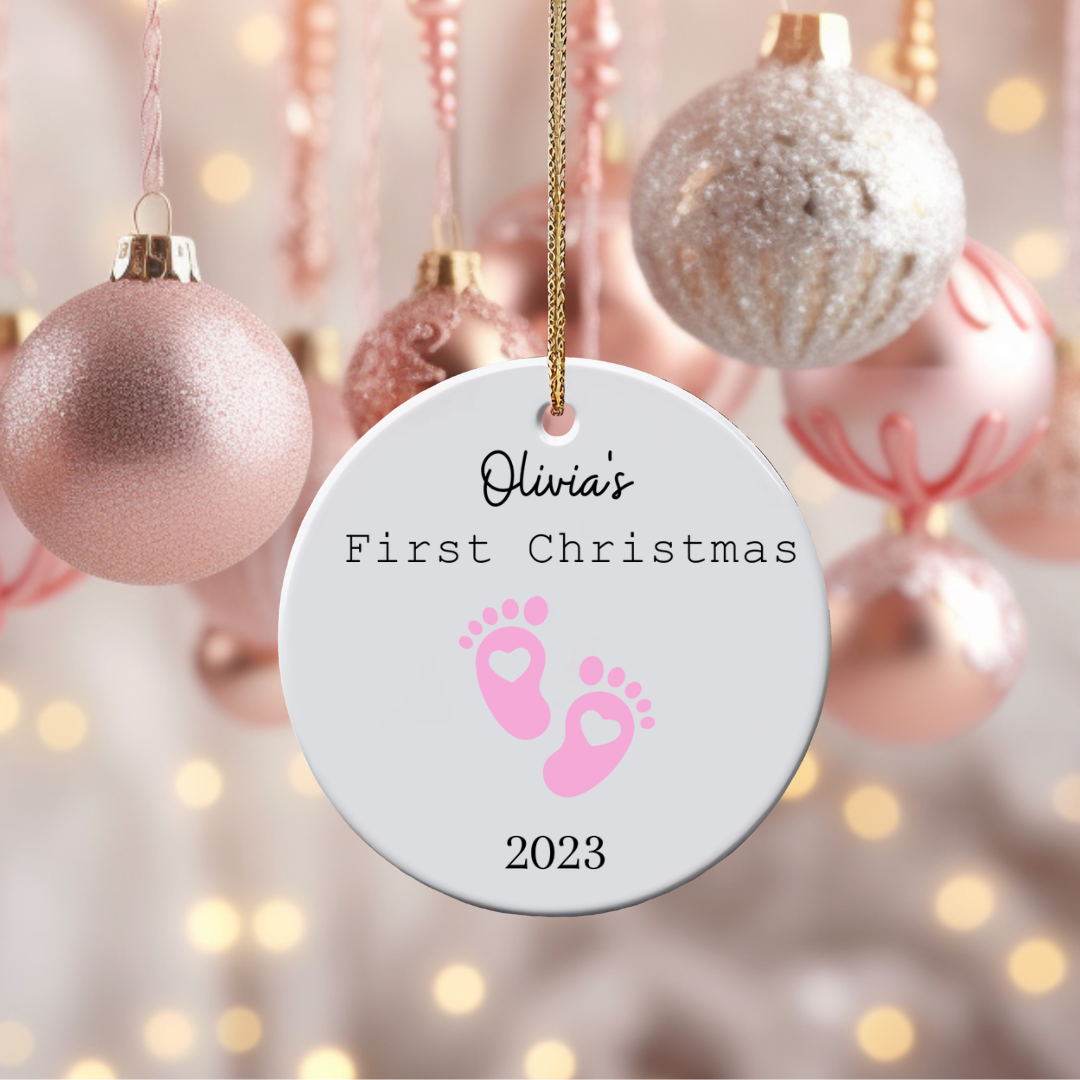 Baby Girl First Christmas Ceramic Ornament