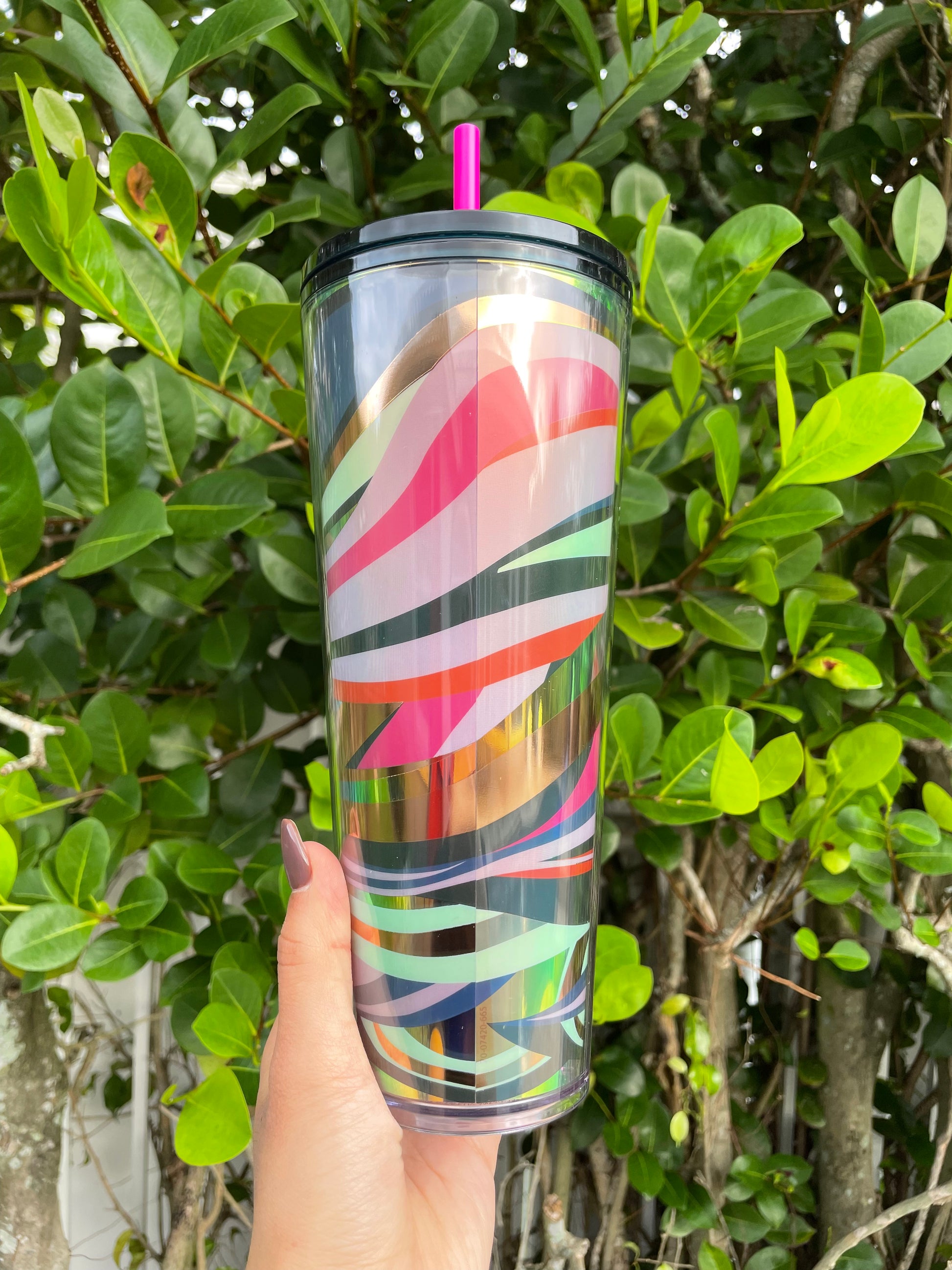 Pink swirl 24 oz holographic Tumbler