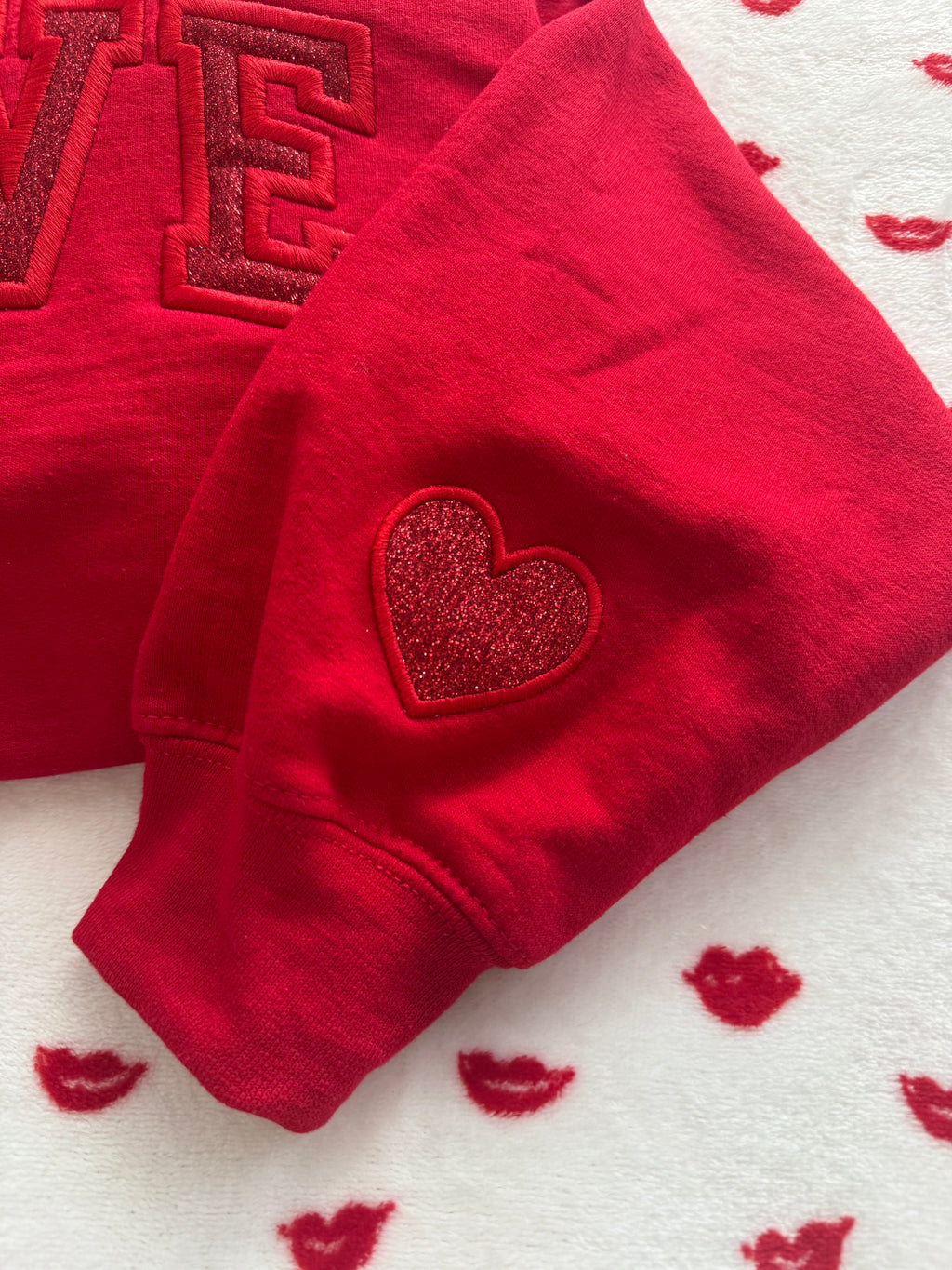Love Embroidered applique crewneck