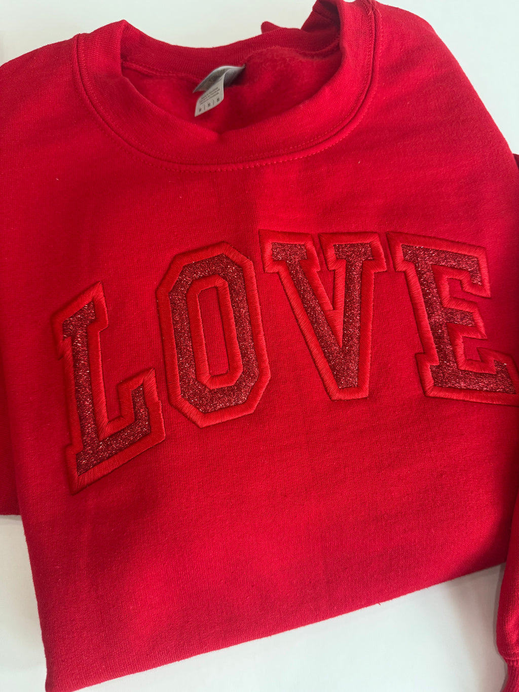Love Embroidered applique crewneck