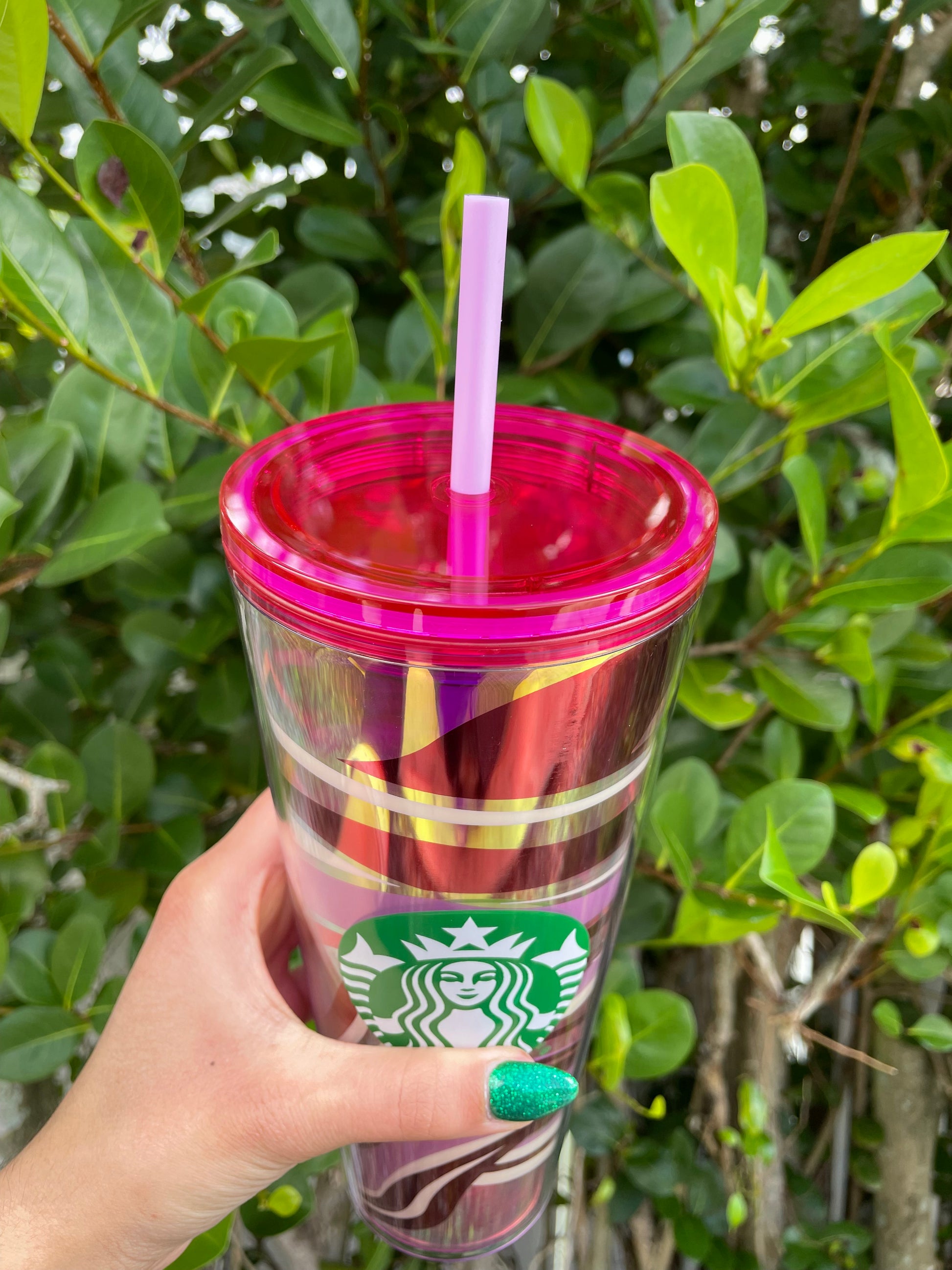 Pink swirl 24 oz holographic Tumbler