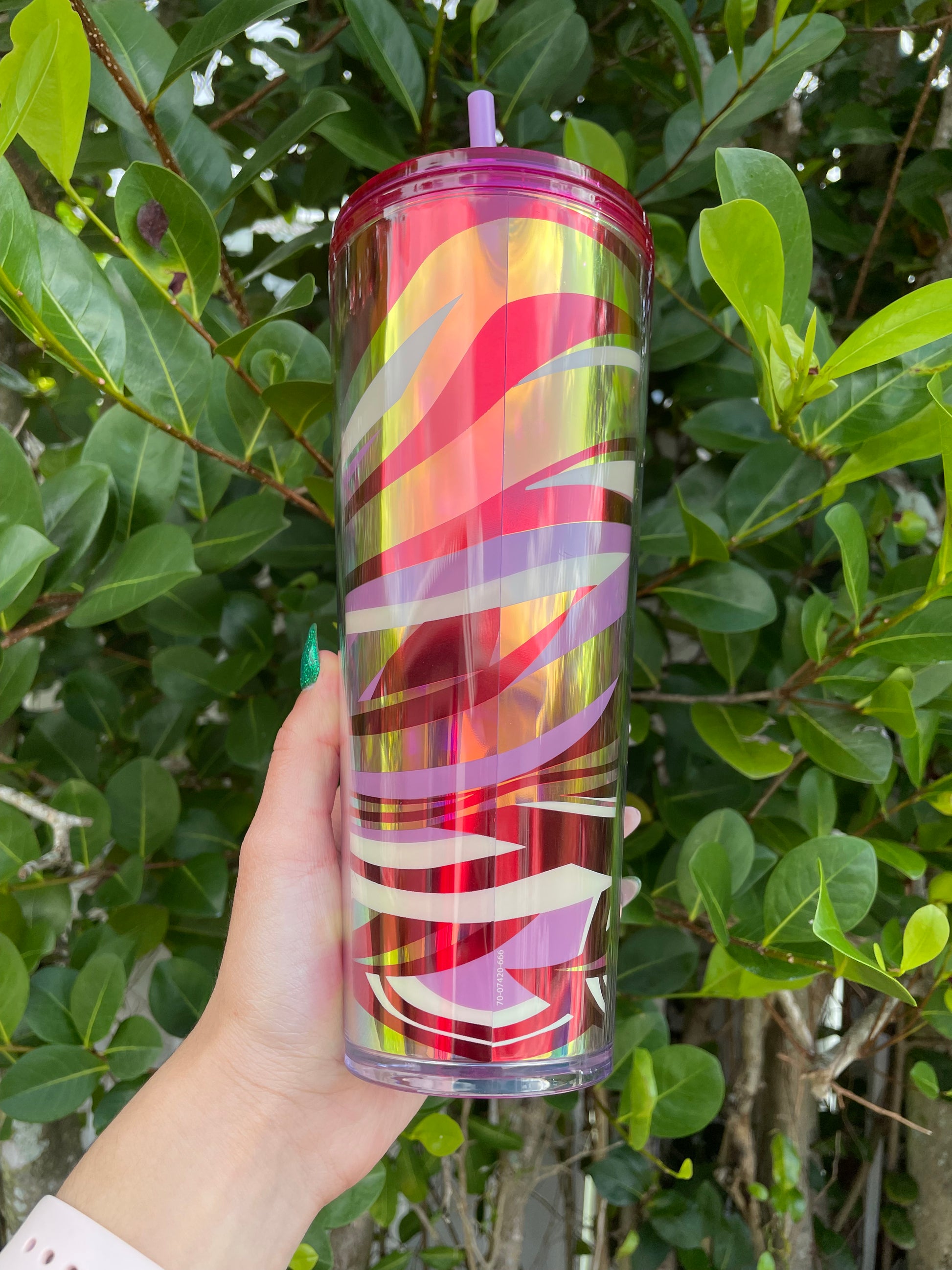 Pink swirl 24 oz holographic Tumbler