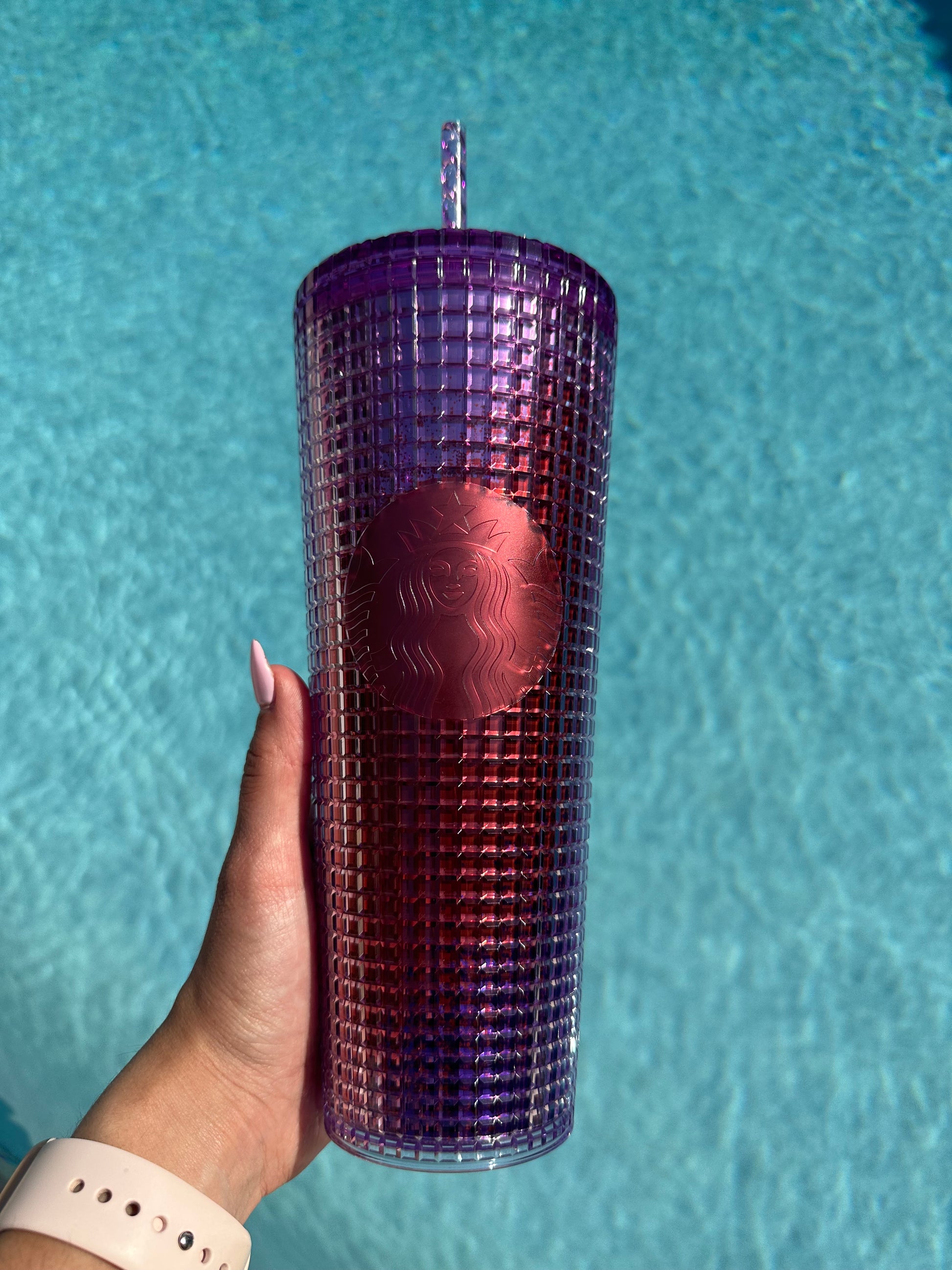 Red and purple ombre Grid Tumbler