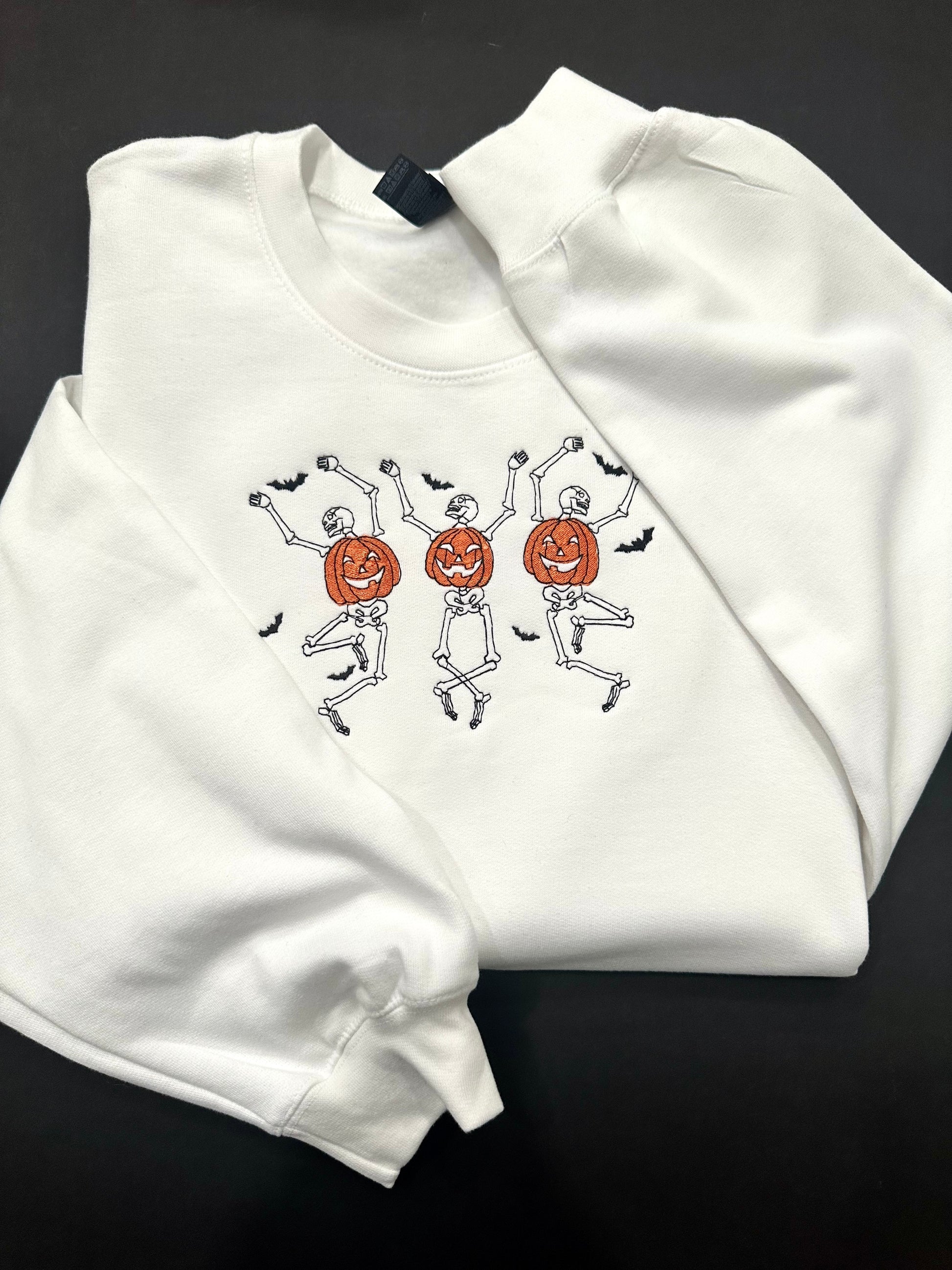 Halloween embroidered Dancing Skeletons Sweatshirt
