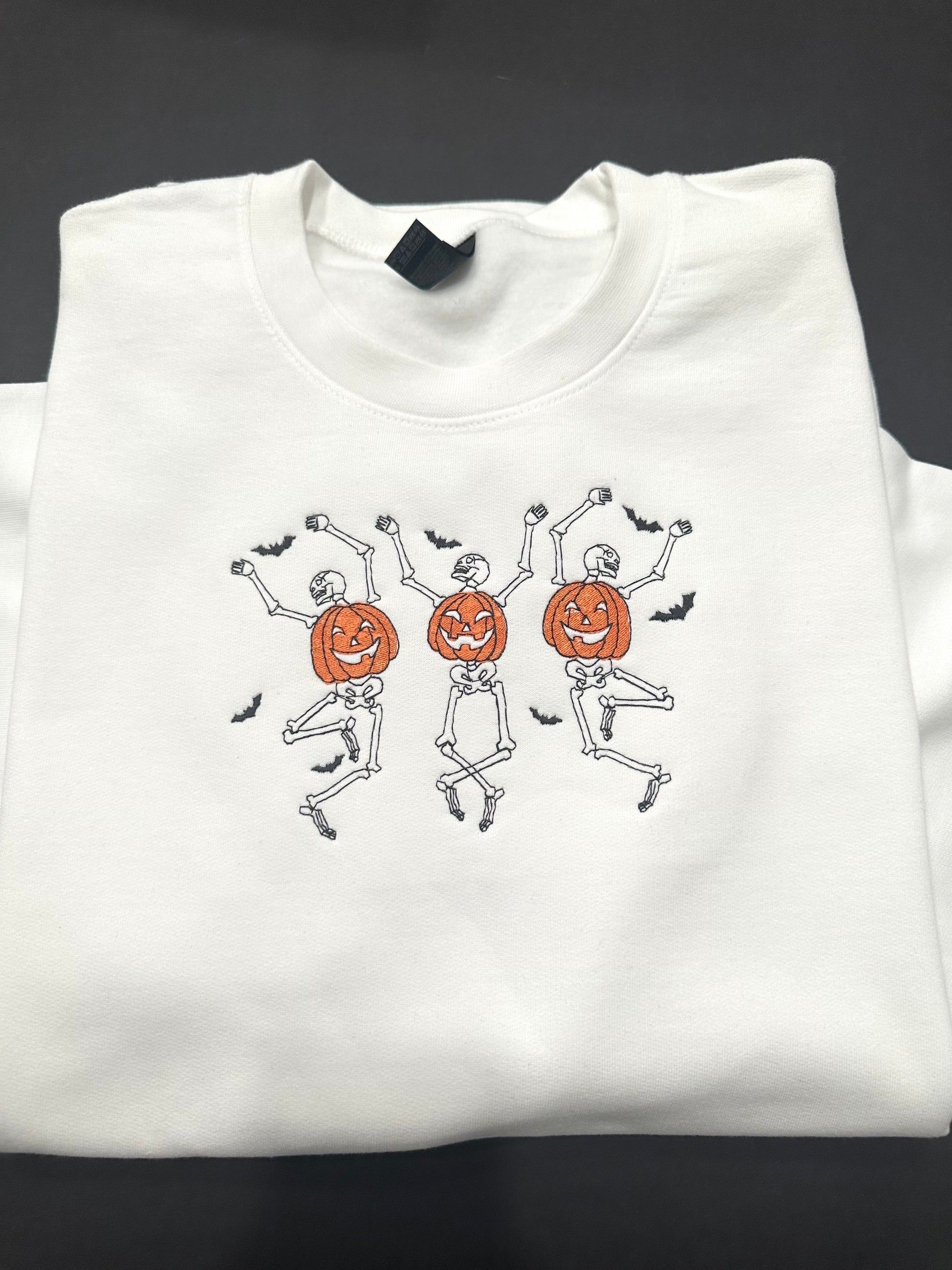 Halloween embroidered Dancing Skeletons Sweatshirt