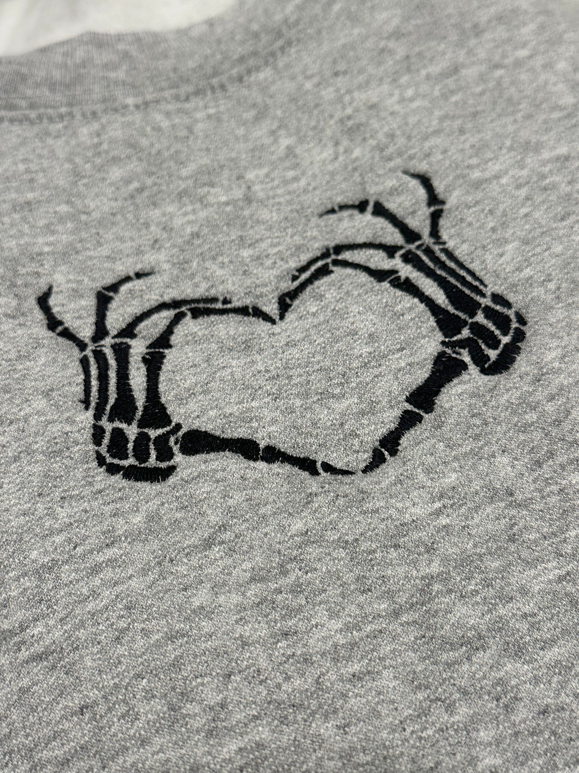 Skeleton Heart Embroidered Halloween Sweatshirt