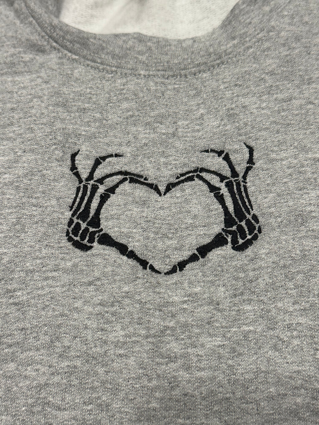Skeleton Heart Embroidered Halloween Sweatshirt