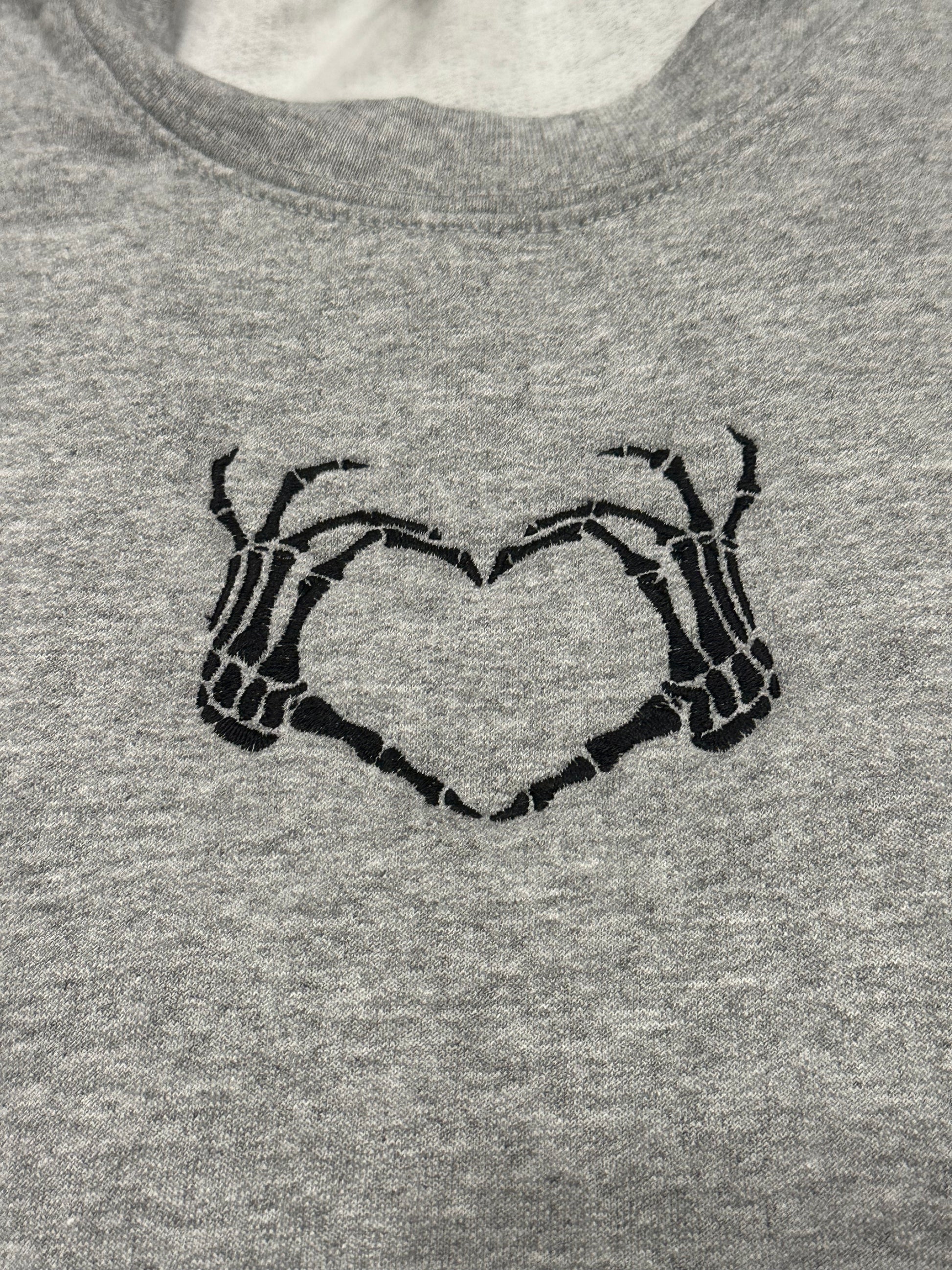 Skeleton Heart Embroidered Halloween Sweatshirt