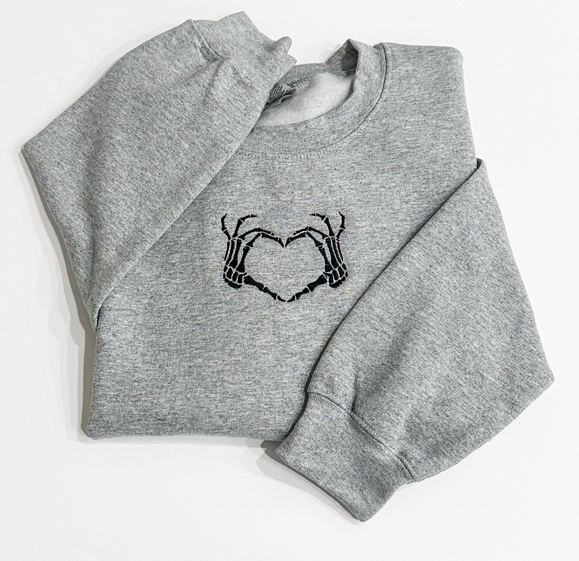 Skeleton Heart Embroidered Halloween Sweatshirt