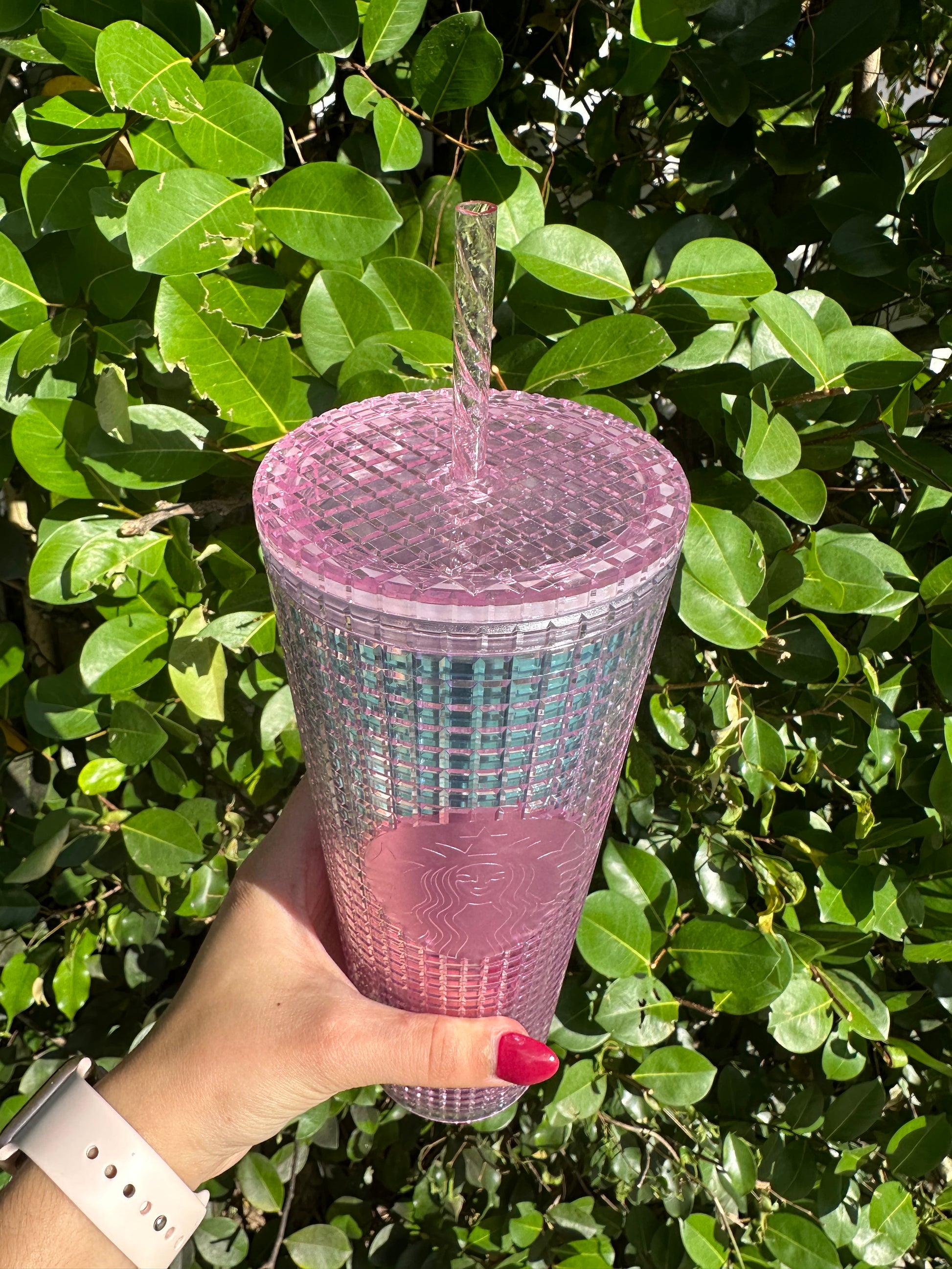 Pink and Blue ombre Grid 24 oz Tumbler