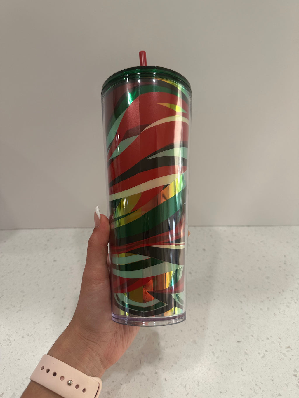 Pink swirl 24 oz holographic Tumbler