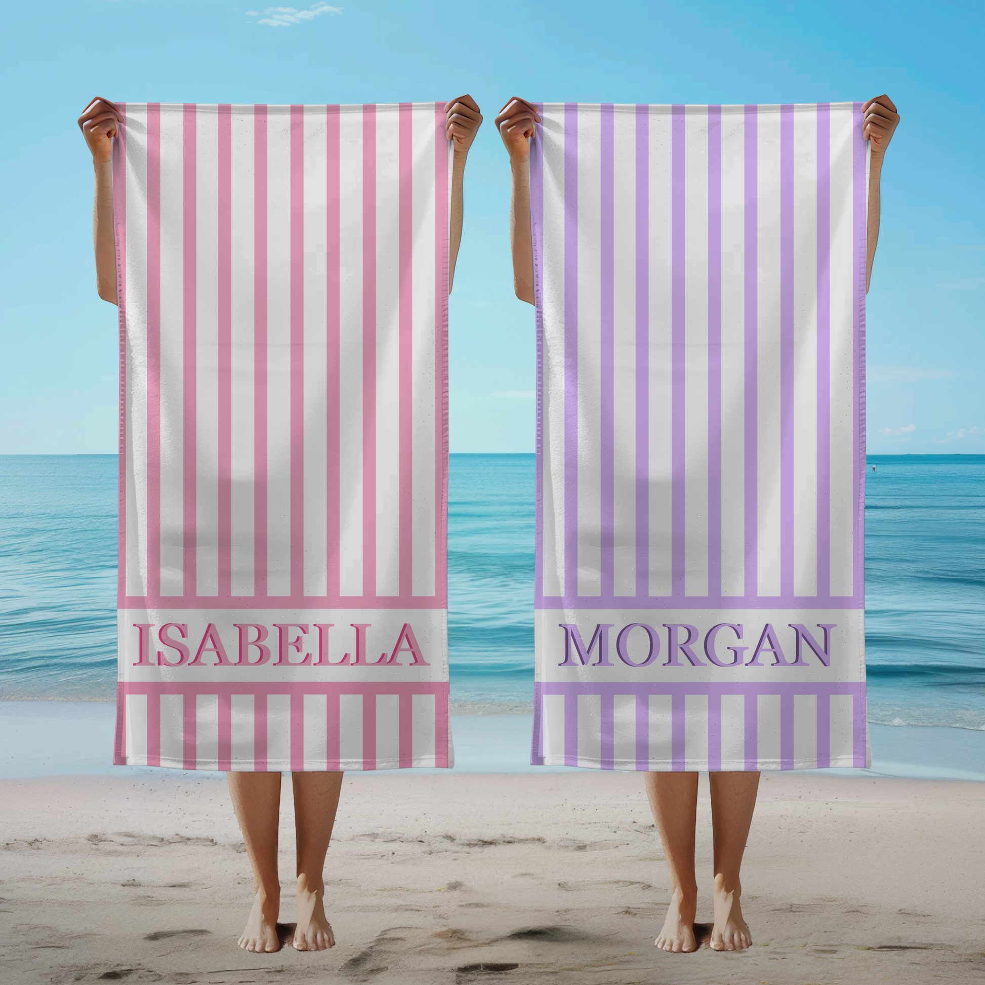 Personalized Striped Beach Towel