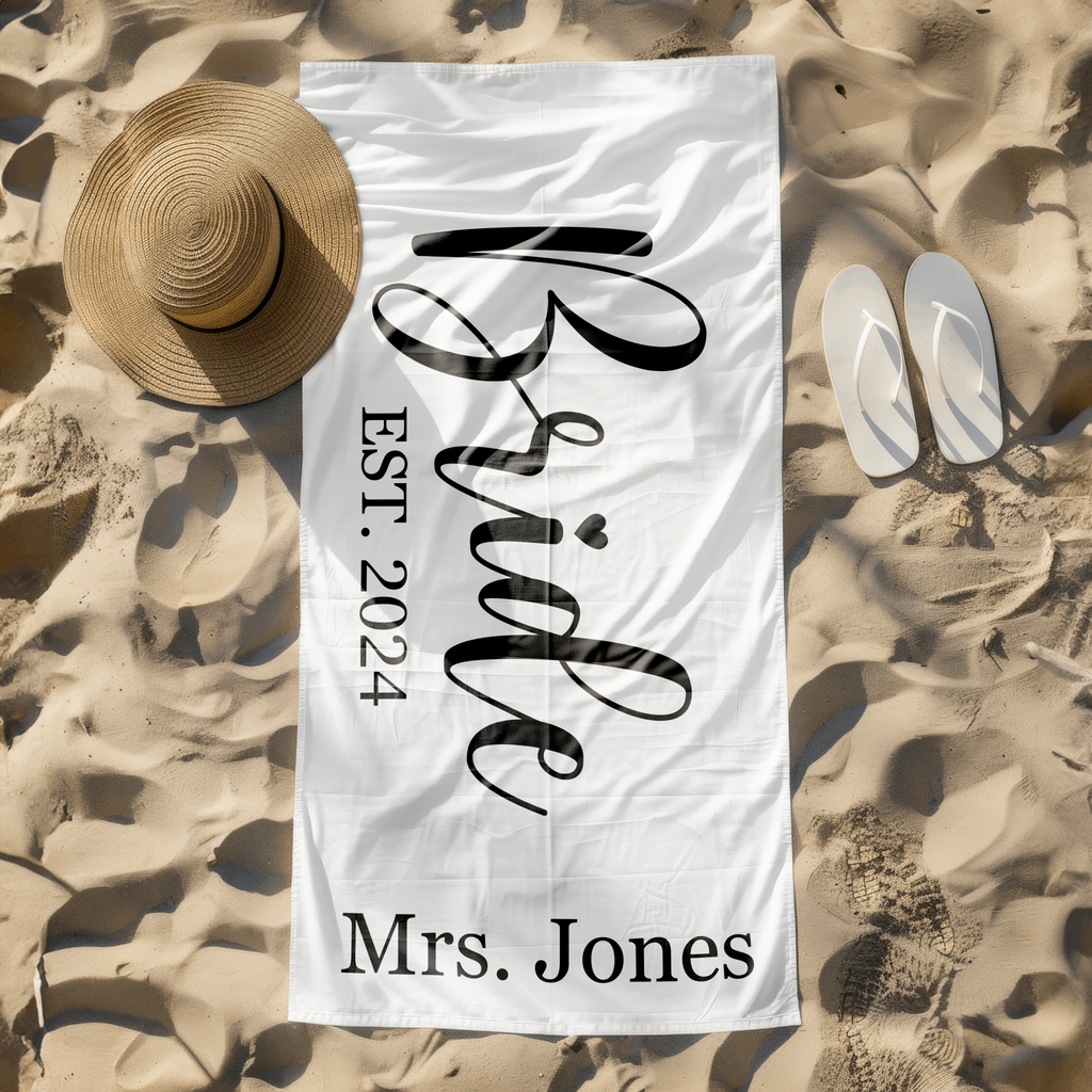 Personalized Beach Towel for Bride and Groom