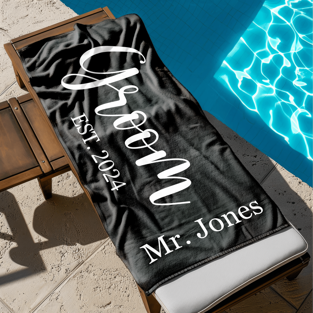 Personalized Beach Towel for Bride and Groom