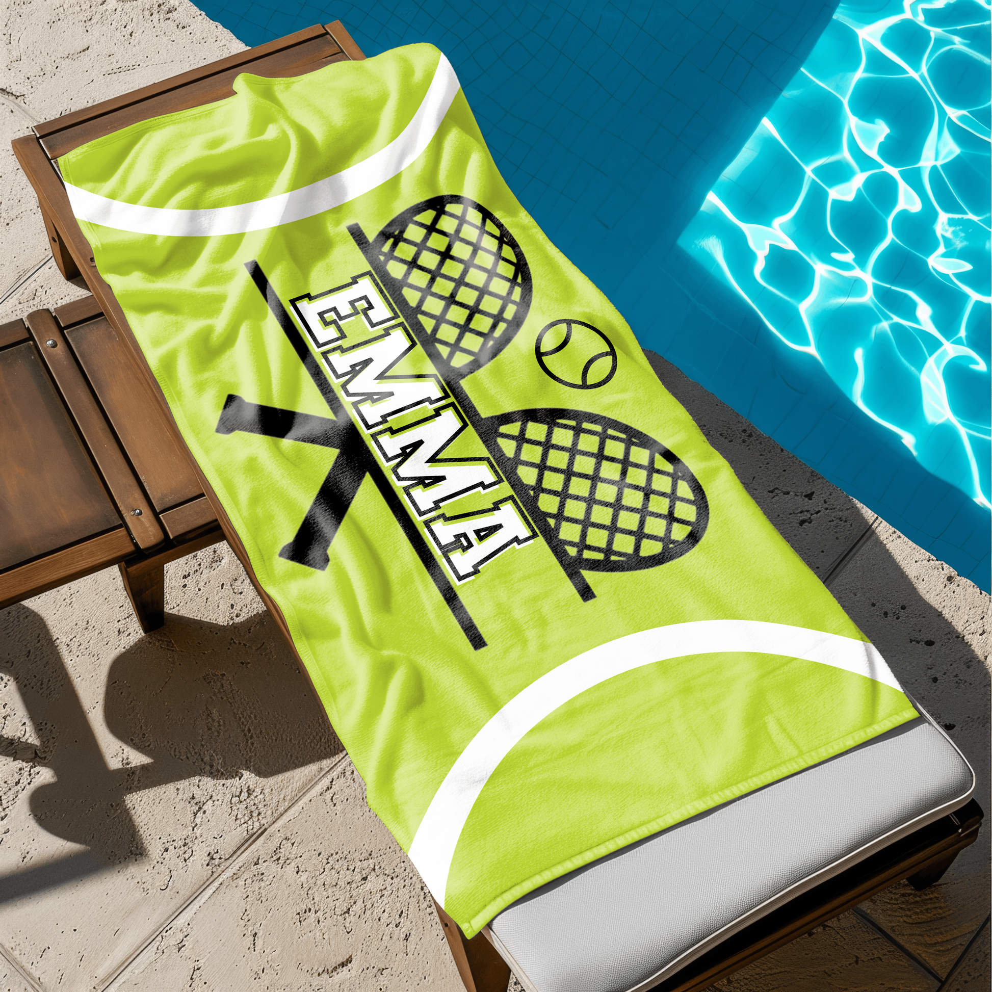 Personalized Tennis Player Beach Towel