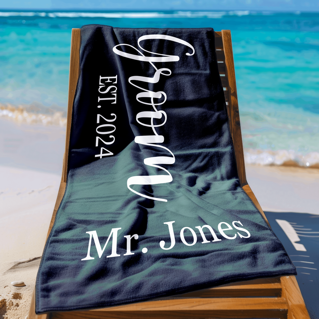 Personalized Beach Towel for Bride and Groom
