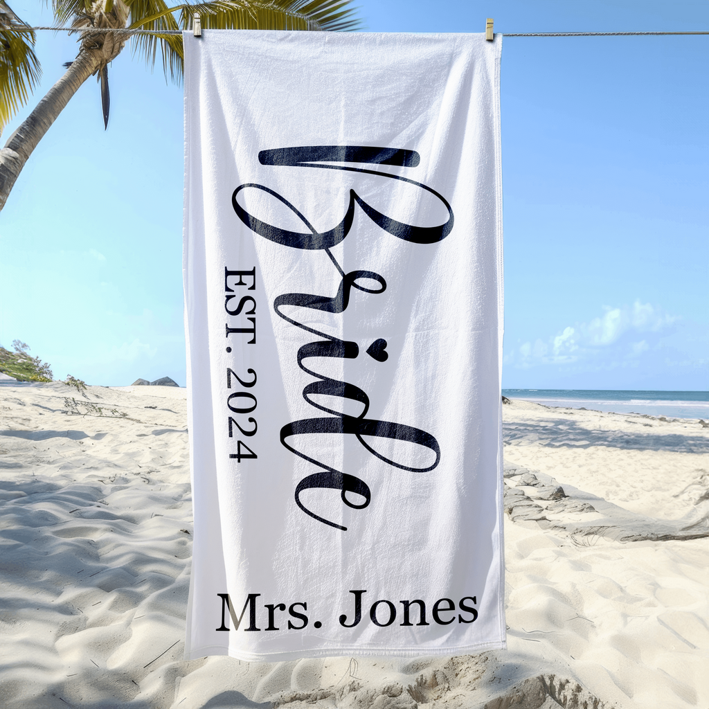 Personalized Beach Towel for Bride and Groom