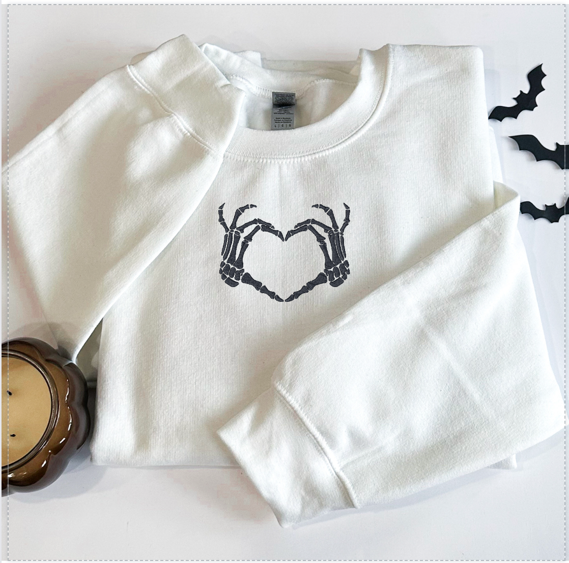 Skeleton Heart Embroidered Halloween Sweatshirt