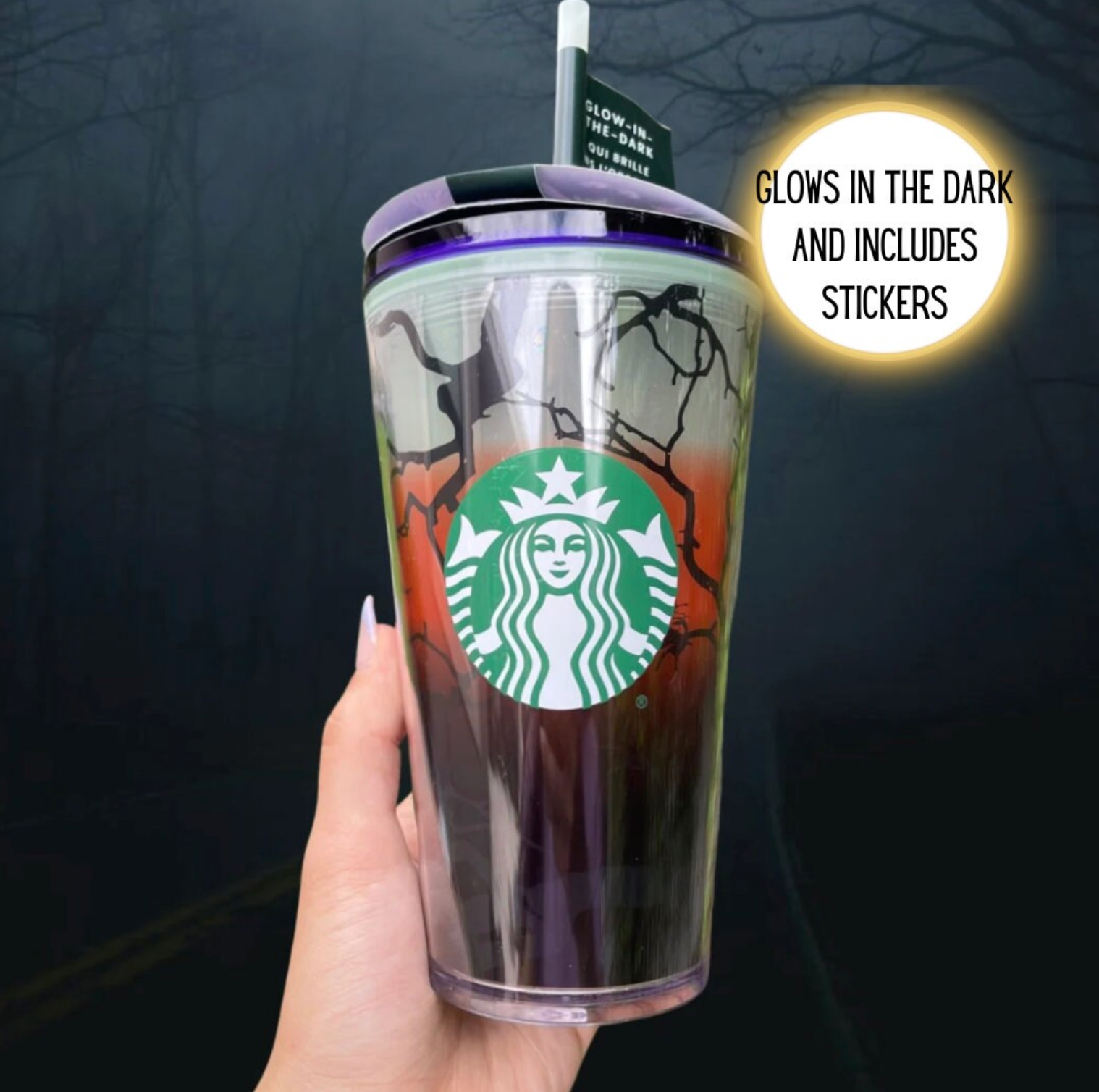 Halloween Ravens Perch Glow in the Dark Tumbler