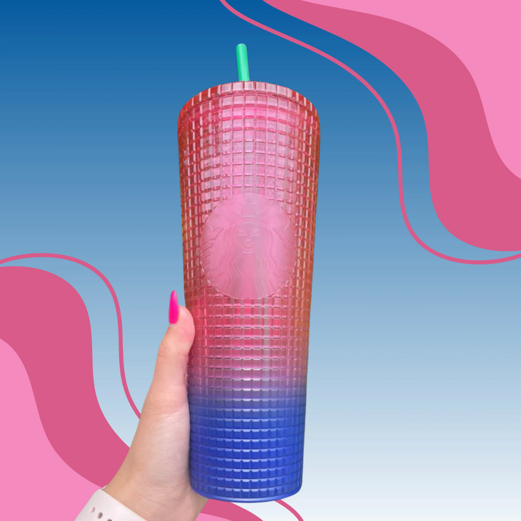 Pink and Blue Ombre Grid 24 oz Tumbler