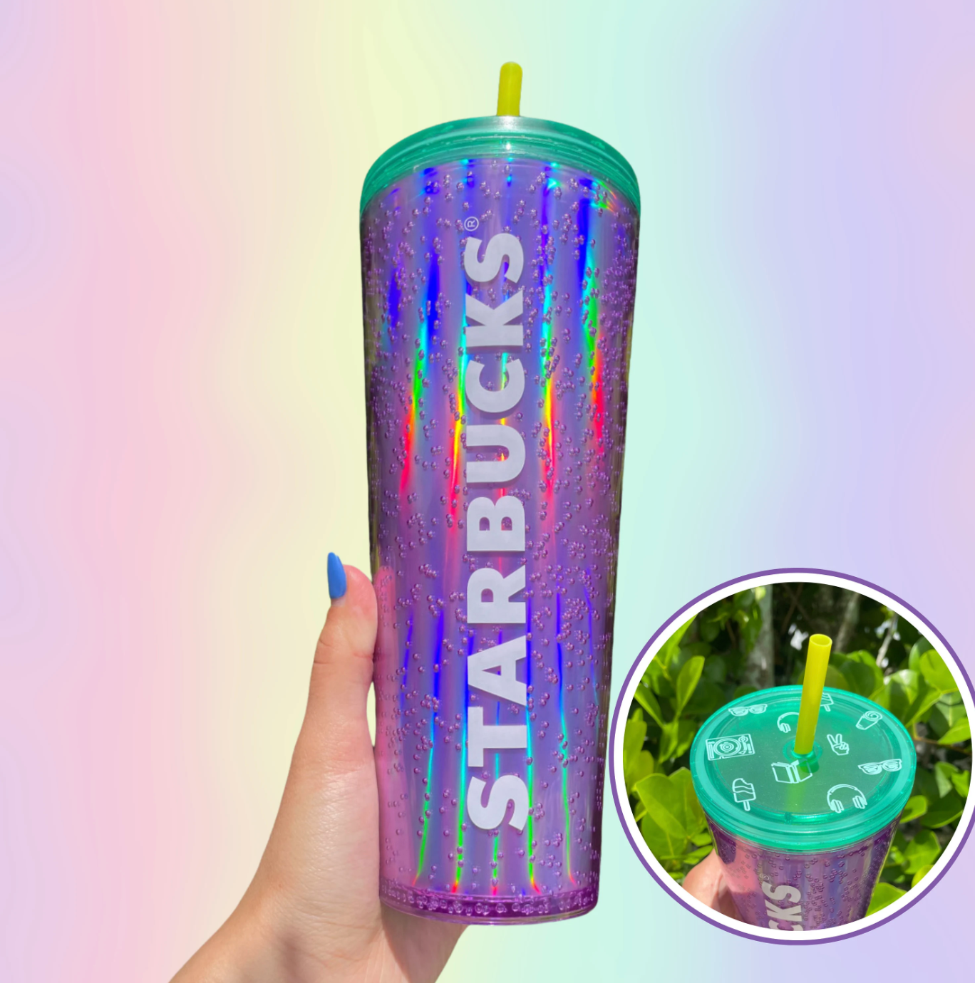 Purple bubbles Holographic 24 oz tumbler