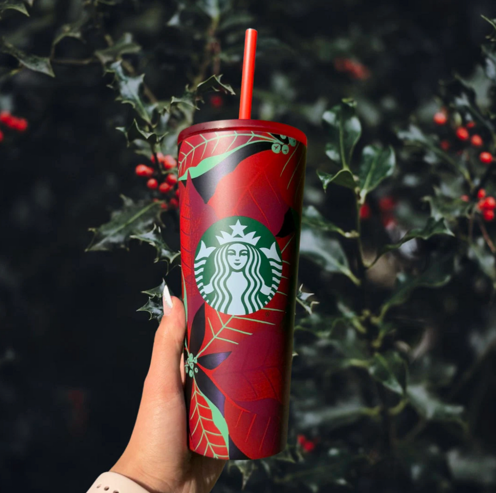 Floral Holiday Stainless Reusable Tumbler