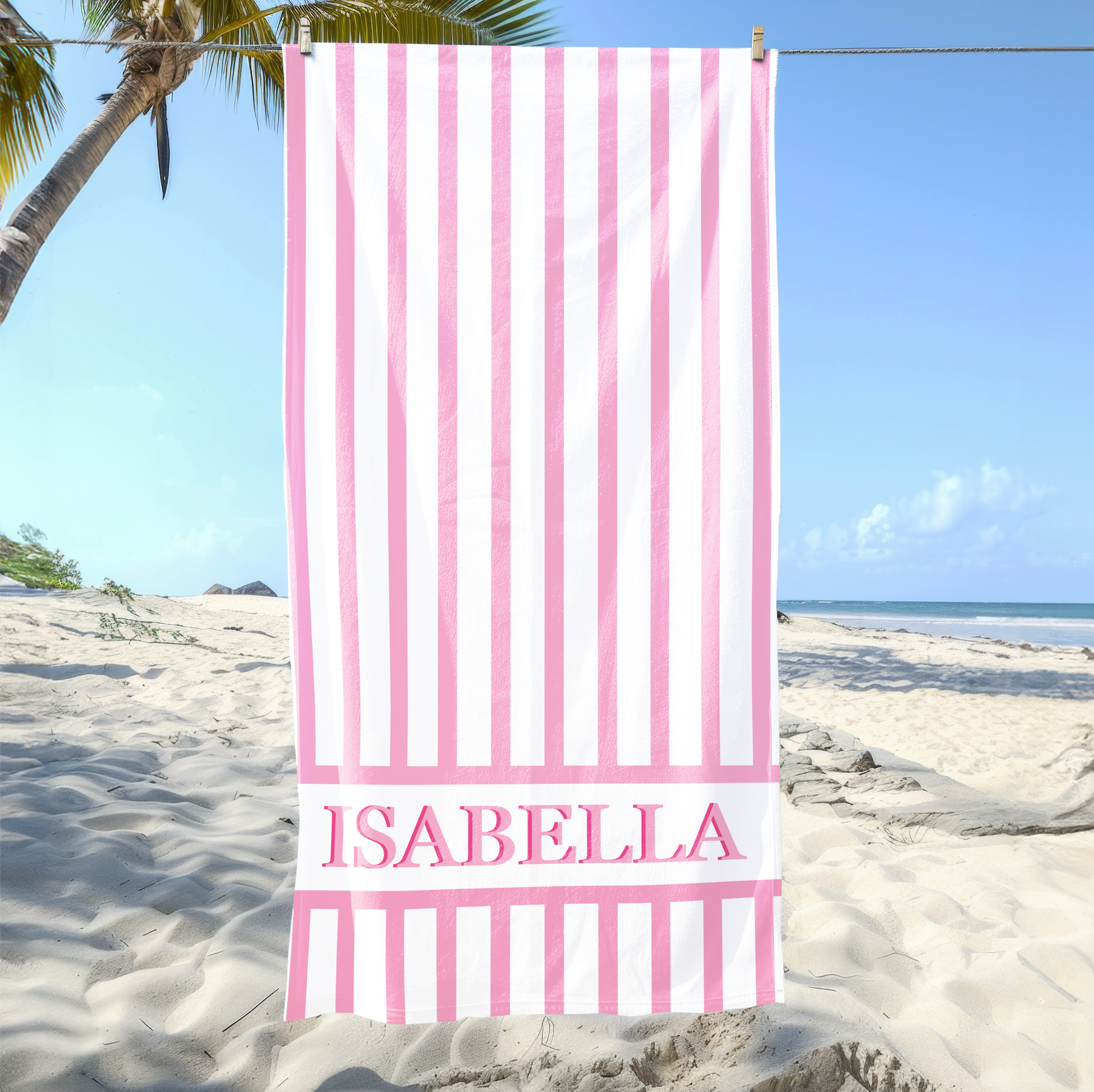 Personalized Striped Beach Towel
