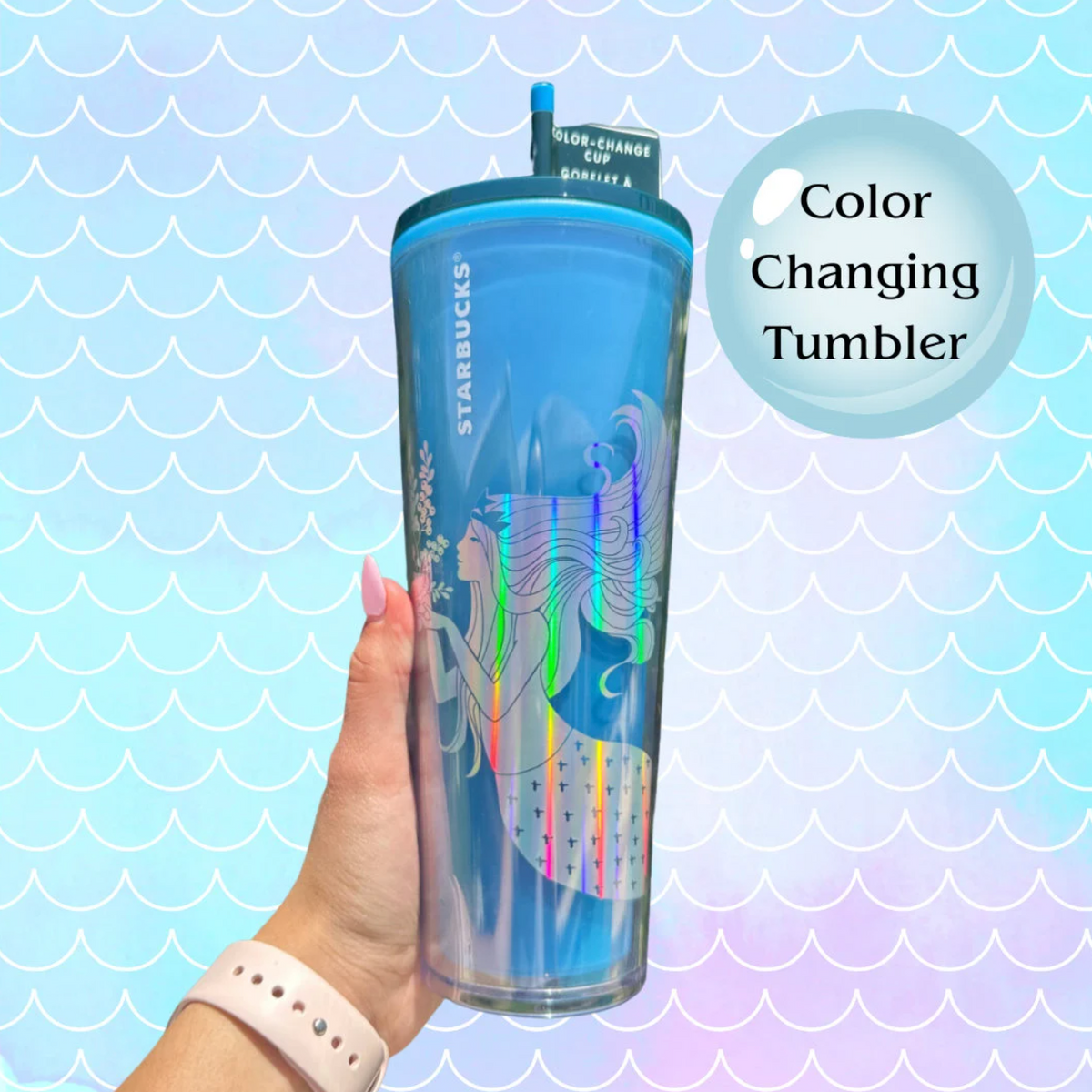 Starbucks Venti 2021 blue siren mermaid color changing cup