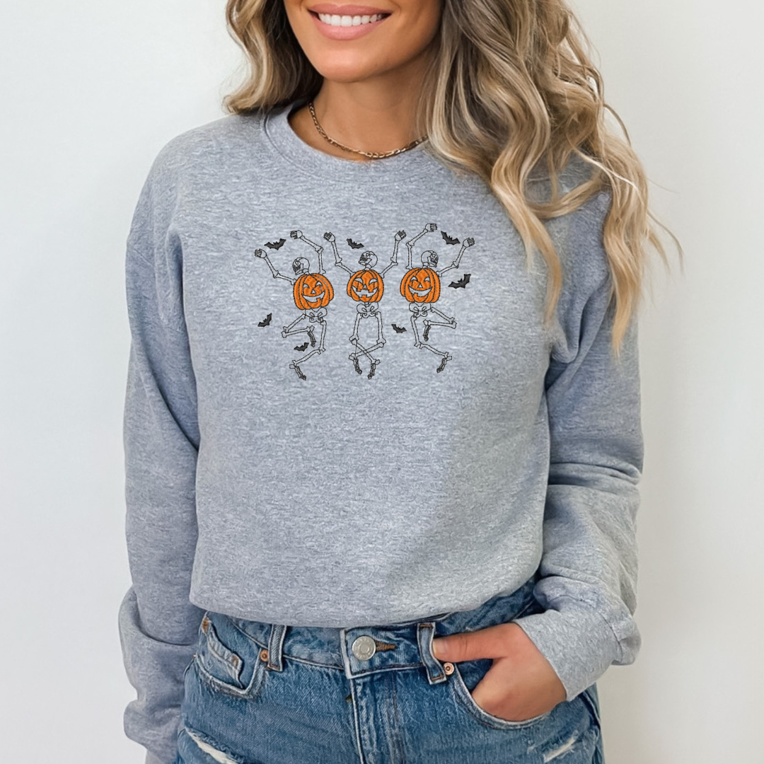 Halloween embroidered Dancing Skeletons Sweatshirt