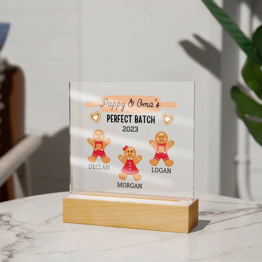 Grandma & Grandpa  Perfect Batch, Gingerbread Family ight up Acrylic Plaque Sign