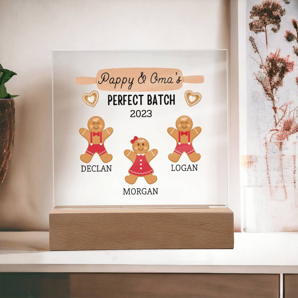 Grandma & Grandpa  Perfect Batch, Gingerbread Family ight up Acrylic Plaque Sign