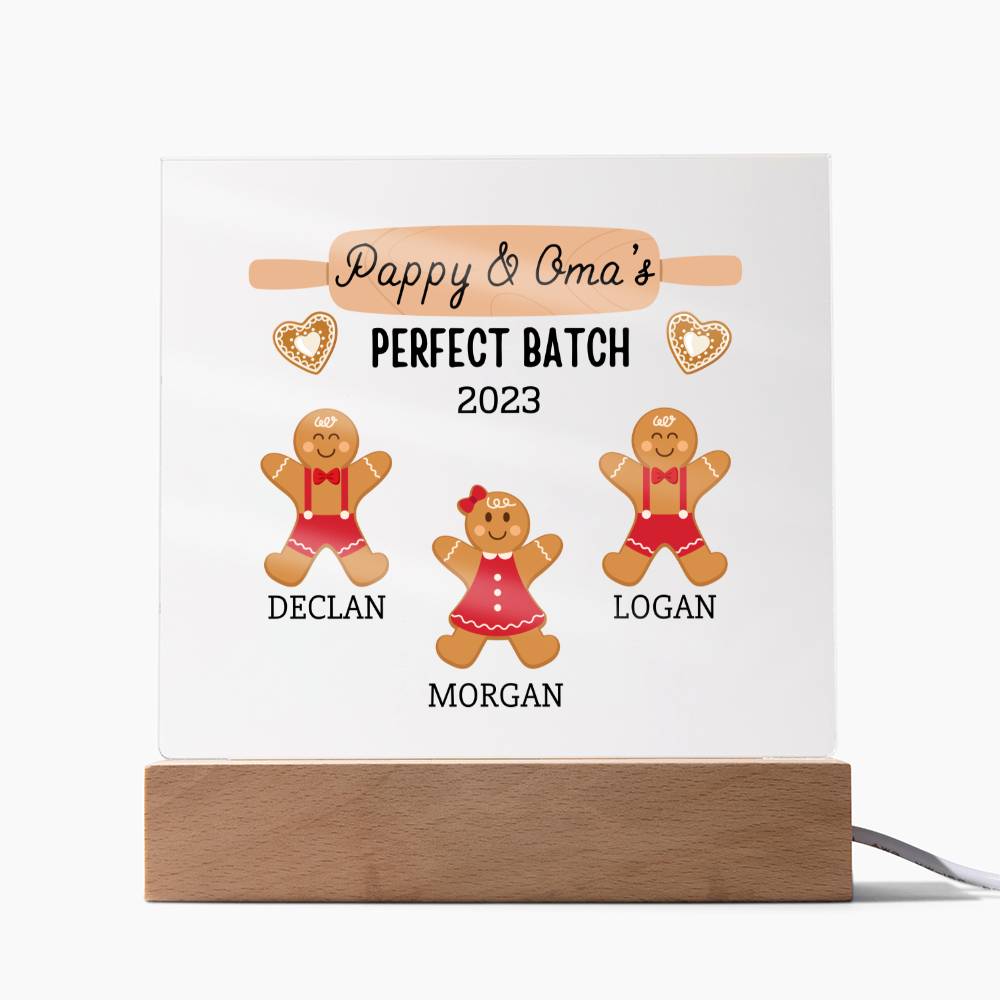 Grandma & Grandpa  Perfect Batch, Gingerbread Family ight up Acrylic Plaque Sign