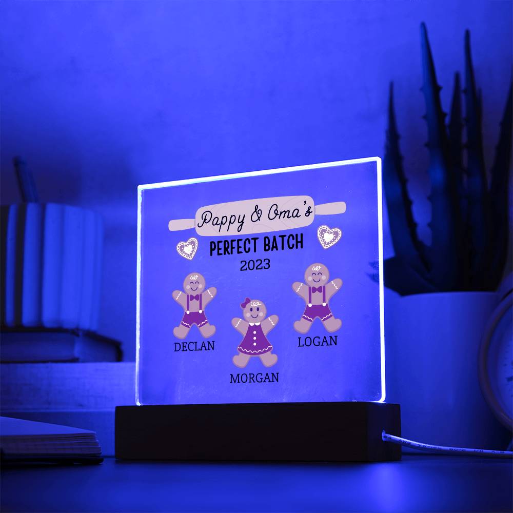 Grandma & Grandpa  Perfect Batch, Gingerbread Family ight up Acrylic Plaque Sign