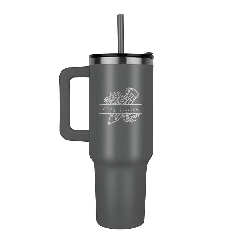 Personalized Teacher 40oz Tumbler with handle