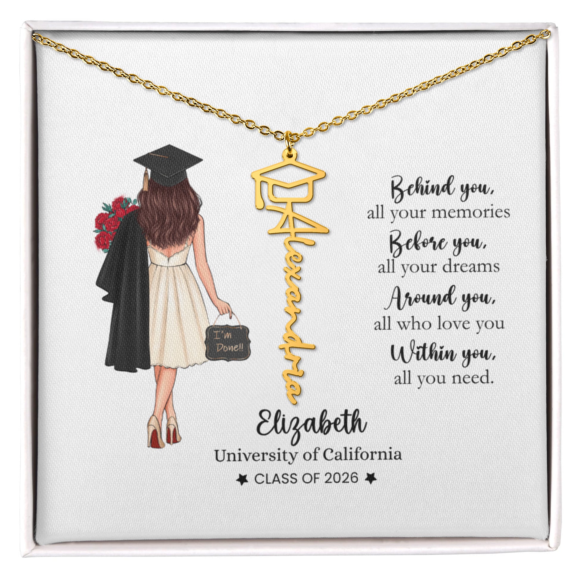 personalized Graduation Necklace | Class of 2026 gift