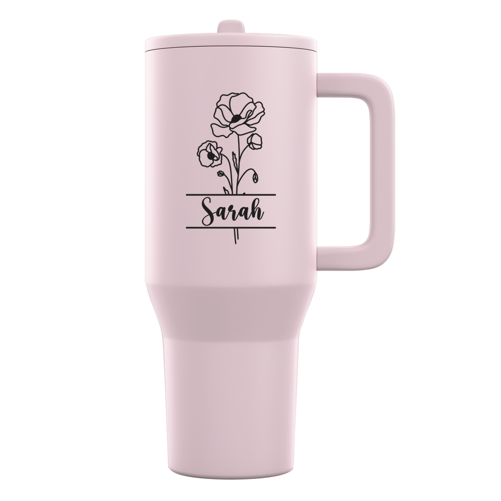 Custom Birth flower 40oz HYDRO Tumbler - laser engraved