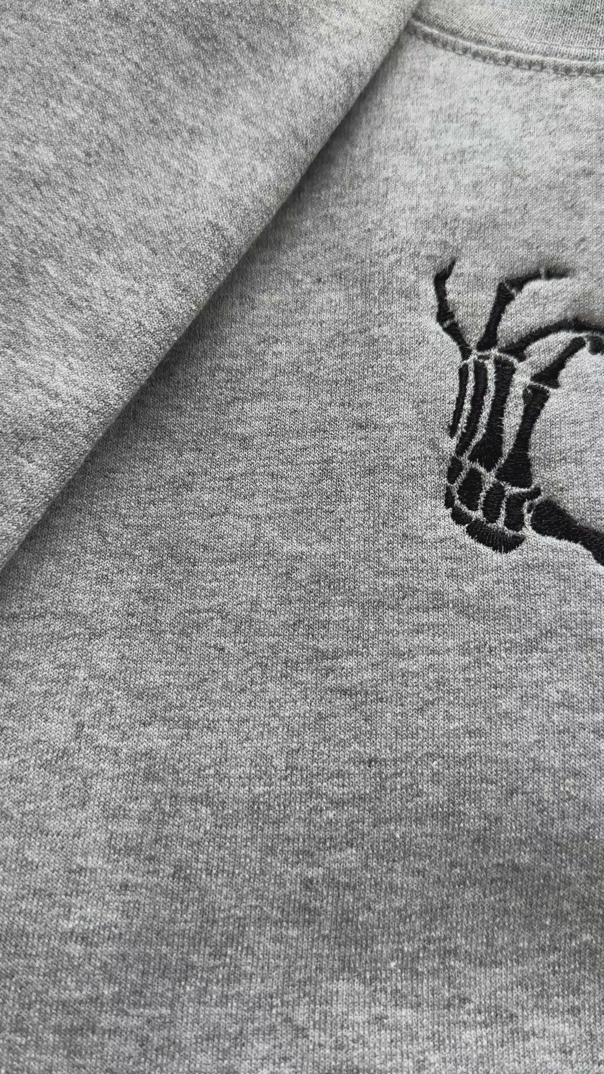 Skeleton Heart Embroidered Halloween Sweatshirt