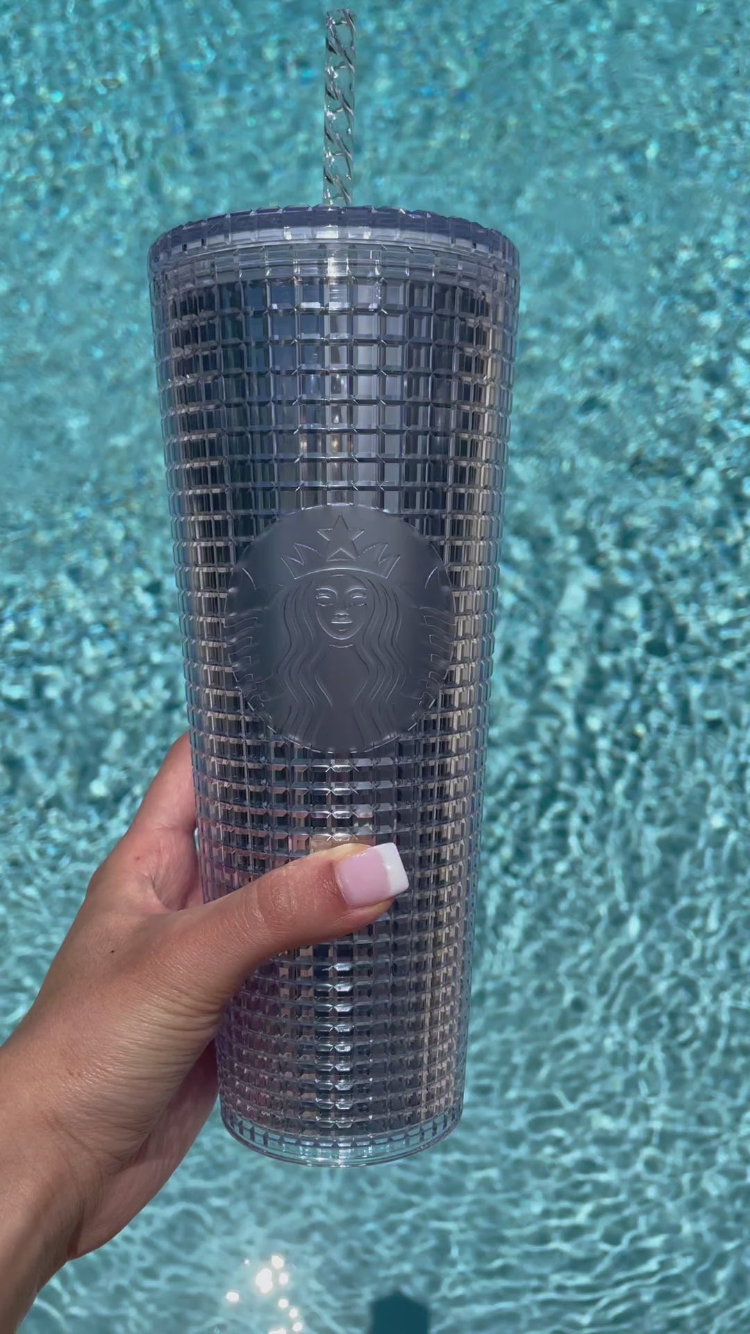 Silver Disco Grid 24 oz Tumbler